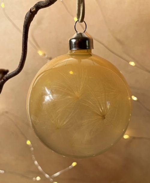 Cardoon Clock Ivory Ombre Glass Bauble 3
